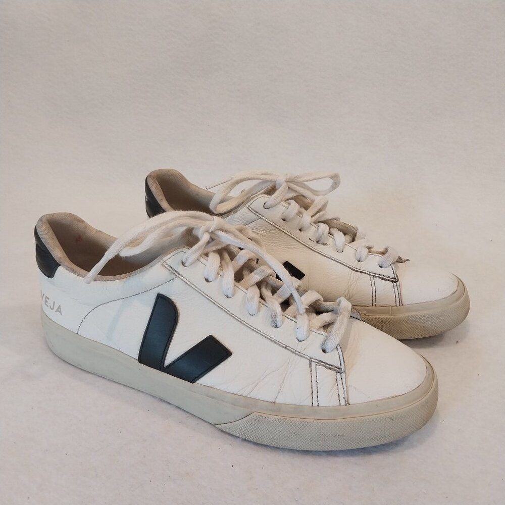 Veja Shoes Sneakers Womens 9 EU 40 Campo White Black Leather Low Top Casual. Ple